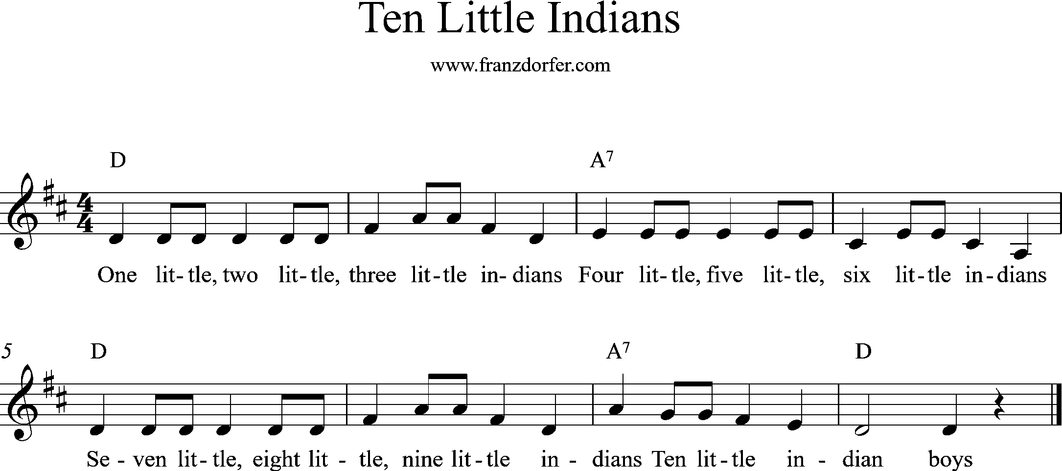 Ten little Indians, D-Major